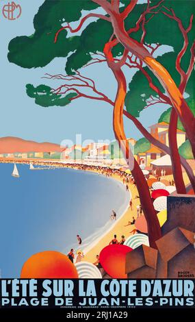 Costa Azzurra, Francia, poster di viaggio d'epoca di Roger Broders c.1927 Foto Stock