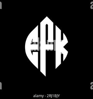 Logo con lettera circolare EFK con forma circolare ed ellisse. Lettere ellittiche EFK con stile tipografico. Le tre iniziali formano un logo circolare. EFK ci Illustrazione Vettoriale