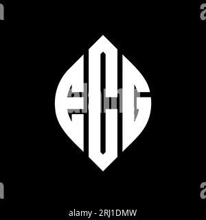 Logo con lettera circolare ECG con forma circolare ed ellisse. Lettere di ellisse ECG con stile tipografico. Le tre iniziali formano un logo circolare. Ci ECG Illustrazione Vettoriale