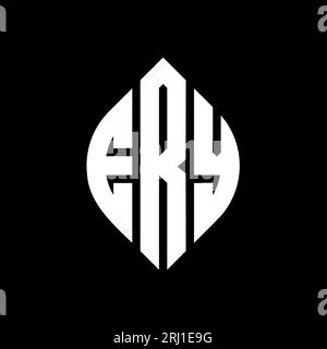 Logo a lettera circolare con forma circolare ed ellisse. Lettere ellittiche con stile tipografico. Le tre iniziali formano un logo circolare. ERY ci Illustrazione Vettoriale