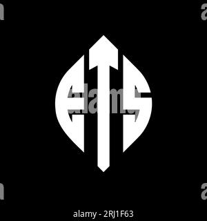 Logo ETS a forma di lettera circolare con forma circolare ed ellisse. ETS ellisse con stile tipografico. Le tre iniziali formano un logo circolare. ETS ci Illustrazione Vettoriale