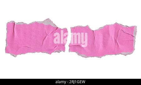 Carta rosa incollata strappata per l'uso come casella di testo Foto Stock