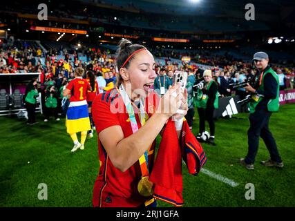 La spagnola Athenea del Castillo dopo aver vinto la finale della Coppa del mondo femminile FIFA allo Stadium Australia, Sydney. Data foto: Domenica 20 agosto 2023. Foto Stock