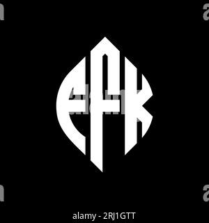 Logo FFK a lettera circolare con forma circolare ed ellisse. Lettere di ellisse FFK con stile tipografico. Le tre iniziali formano un logo circolare. FFK ci Illustrazione Vettoriale