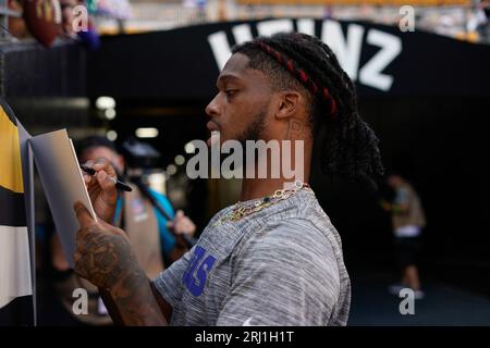 Pittsburgh, Pennsylvania, USA. 19 agosto 2023. 19 agosto 2023: Damar Hamlin #3 durante la gara di pre-stagione tra Pittsburgh Steelers e Buffalo Bills a Pittsburgh, Pennsylvania, all'Acrisure Stadium. Brook Ward/AMG. (Immagine di credito: © AMG/AMG via ZUMA Press Wire) SOLO USO EDITORIALE! Non per USO commerciale! Foto Stock