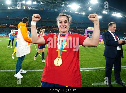 La spagnola Oihane Hernandez festeggia dopo la finale della Coppa del mondo femminile allo Stadium Australia di Sydney. Data foto: Domenica 20 agosto 2023. Foto Stock