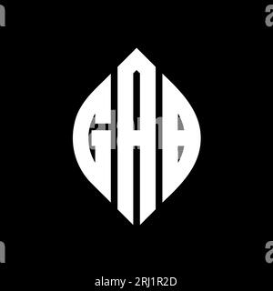 Logo a forma di lettera circolare GAB con forma circolare ed ellisse. Lettere ELLITTICHE GAB con stile tipografico. Le tre iniziali formano un logo circolare. GAB ci Illustrazione Vettoriale