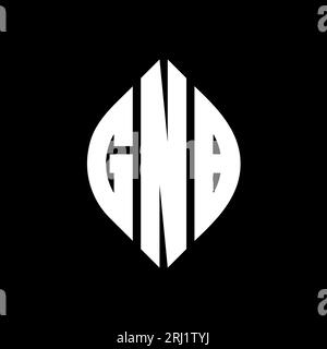 Logo GNB con lettera circolare e forma a cerchio e a ellisse. Lettere di ellisse GNB con stile tipografico. Le tre iniziali formano un logo circolare. GNB ci Illustrazione Vettoriale