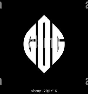 Logo GOG Circle Letter con forma circolare ed ellisse. Lettere di ellisse GOG con stile tipografico. Le tre iniziali formano un logo circolare. GOG ci Illustrazione Vettoriale