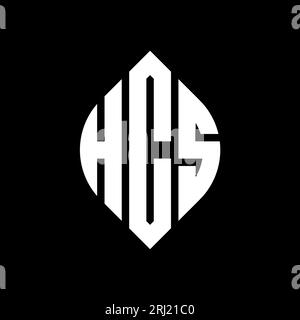 Logo HCS a lettera circolare con forma circolare ed ellisse. Lettere ellittiche HCS con stile tipografico. Le tre iniziali formano un logo circolare. HCS ci Illustrazione Vettoriale