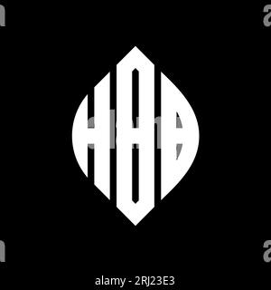 Logo con lettera circolare HBB con forma circolare ed ellisse. Lettere ellittiche HBB con stile tipografico. Le tre iniziali formano un logo circolare. HBB ci Illustrazione Vettoriale