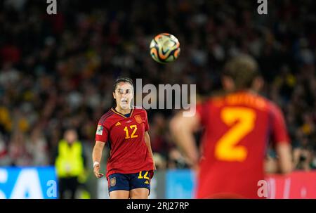 20 agosto 2023: Oihane Hernandez (Spagna) controlla la palla durante una partita della finale della Coppa del mondo femminile FIFA, Spagna contro Inghilterra, allo Stadio Olimpico di Sydney, Australia. Kim Price/CSM Foto Stock