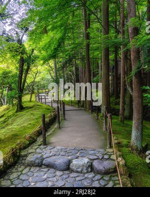 Vista panoramica nel meraviglioso Tempio Ginkaku-ji di Kyoto. Giappone. Foto Stock