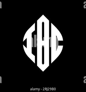Logo con lettera circolare IBC con forma circolare ed ellisse. Lettere di ellisse IBC con stile tipografico. Le tre iniziali formano un logo circolare. IBC ci Illustrazione Vettoriale