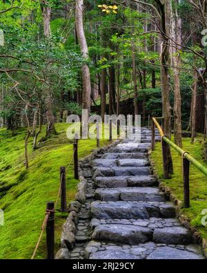 Vista panoramica nel meraviglioso Tempio Ginkaku-ji di Kyoto. Giappone. Foto Stock