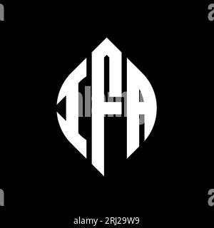 Logo con lettera circolare IFA con forma circolare ed ellisse. Lettere di ellisse IFA con stile tipografico. Le tre iniziali formano un logo circolare. IFA ci Illustrazione Vettoriale