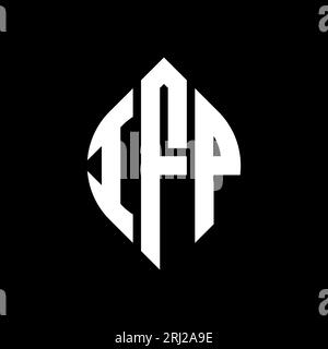 Logo con lettera circolare IFP con forma circolare ed ellisse. Lettere di ellisse IFP con stile tipografico. Le tre iniziali formano un logo circolare. IFP ci Illustrazione Vettoriale