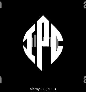 Logo con lettera circolare IPC con forma circolare ed ellisse. Lettere di ellisse IPC con stile tipografico. Le tre iniziali formano un logo circolare. IPC ci Illustrazione Vettoriale
