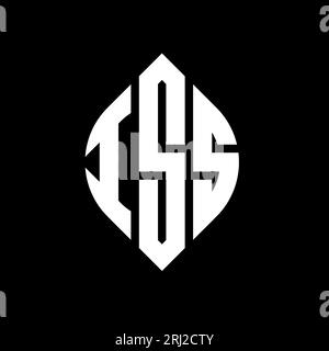 Logo ISS a forma di lettera circolare con forma circolare ed ellisse. Lettere ellittiche ISS con stile tipografico. Le tre iniziali formano un logo circolare. ISS ci Illustrazione Vettoriale