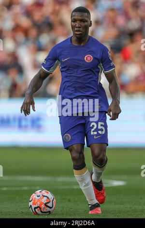 Londra, Regno Unito. 20 agosto 2023. Moisés Caicedo #25 del Chelsea in azione durante la partita di Premier League West Ham United vs Chelsea al London Stadium, Londra, Regno Unito, 20 agosto 2023 (foto di Mark Cosgrove/News Images) a Londra, Regno Unito il 20/20/2023. (Foto di Mark Cosgrove/News Images/Sipa USA) credito: SIPA USA/Alamy Live News Foto Stock