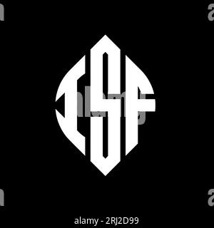 Logo ISF a lettera circolare con forma circolare ed ellisse. Lettere di ellisse ISF con stile tipografico. Le tre iniziali formano un logo circolare. ISF ci Illustrazione Vettoriale
