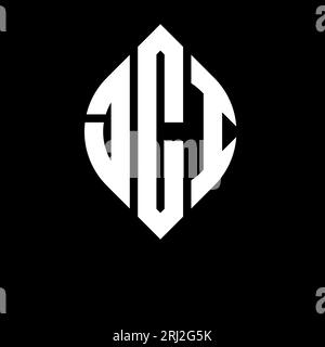 Logo JCI circolare con forma circolare ed ellisse. Lettere di ellisse JCI con stile tipografico. Le tre iniziali formano un logo circolare. JCI ci Illustrazione Vettoriale