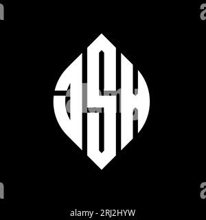 Logo JSX a forma di lettera circolare con forma circolare ed ellisse. Lettere ellittiche JSX con stile tipografico. Le tre iniziali formano un logo circolare. JSX ci Illustrazione Vettoriale