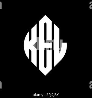 Logo KEL Circle Letter con forma circolare ed ellisse. Lettere ELLITTICHE KEL con stile tipografico. Le tre iniziali formano un logo circolare. KEL ci Illustrazione Vettoriale