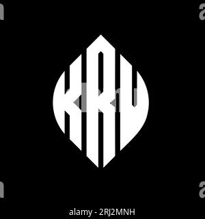 Logo con lettera circolare KRV con forma circolare ed ellisse. Lettere ellittiche KRV con stile tipografico. Le tre iniziali formano un logo circolare. KRV ci Illustrazione Vettoriale