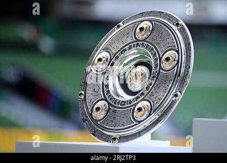 Meisterschale BREMEN, GERMANIA - 18 AGOSTO: Partita della Bundesliga tra il Werder Brema e il Bayern MŸnchen a Wohninvest Weserstadion il 18 agosto 2023 a Brema, Germania. Fussball 1 . Bundesliga Saison 2023 / 2024 Werder Brema - FC Bayern MŸnchen © diebilderwelt / Alamy Stock Foto Stock