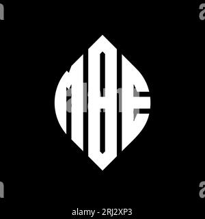 Logo con lettera circolare MBE con forma circolare ed ellisse. Lettere di ellisse MBE con stile tipografico. Le tre iniziali formano un logo circolare. MBE ci Illustrazione Vettoriale