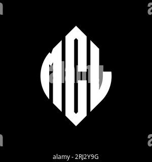Logo con lettera circolare MCL con forma circolare ed ellisse. Lettere ellittiche MCL con stile tipografico. Le tre iniziali formano un logo circolare. MCL ci Illustrazione Vettoriale