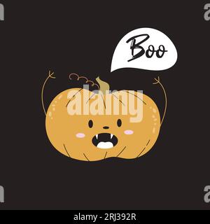 Biglietto d'auguri di Halloween con una figa spaventosa. Illustrazione Vettoriale