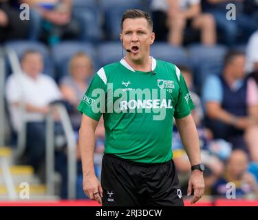 L'arbitro Ben Thaler durante la partita Betfred Super League Round 22 Leeds Rhinos vs Warrington Wolves all'Headingley Stadium, Leeds, Regno Unito, 20 agosto 2023 (foto di Steve Flynn/News Images) Foto Stock