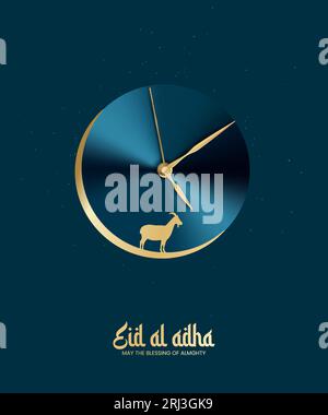 EID al Adha Mubarak. Design creativo per i social media. Illustrazioni 3D. Illustrazione Vettoriale