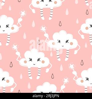 Fantasia di nuvole di cartoni animati senza cuciture. Illustrazione Vettoriale