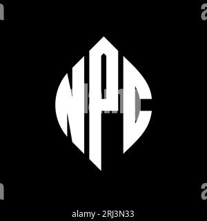 Logo con lettera circolare NPC con forma circolare ed ellisse. Lettere ellittiche NPC con stile tipografico. Le tre iniziali formano un logo circolare. NPC ci Illustrazione Vettoriale