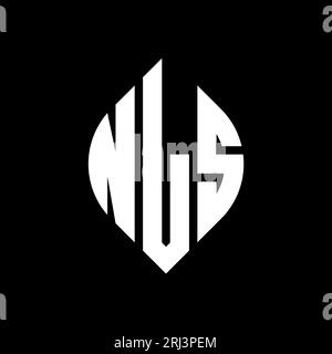 Logo NLS a forma di lettera circolare con forma circolare ed ellisse. Lettere ellittiche NLS con stile tipografico. Le tre iniziali formano un logo circolare. NLS ci Illustrazione Vettoriale