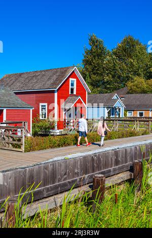 Vecchie case sul sito storico di Britannia Ship Yard a Steveston, British Columbia, Canada Foto Stock