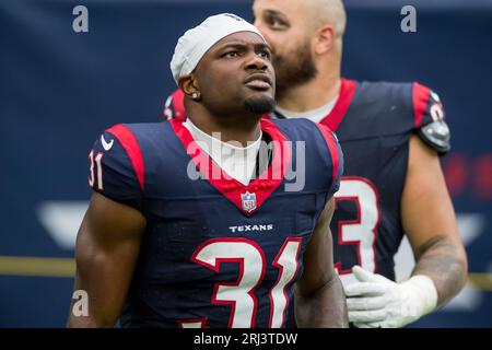 19 agosto 2023: Il running back degli Houston Texans Dameon Pierce (31) durante una gara di pre-stagione tra i Miami Dolphins e gli Houston Texans a Houston, Texas. Trask Smith/CSM Foto Stock