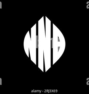 Logo NNB a forma di lettera circolare con forma circolare ed ellisse. Lettere ellittiche NNB con stile tipografico. Le tre iniziali formano un logo circolare. NNB ci Illustrazione Vettoriale