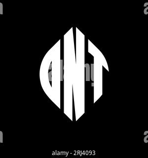 Logo con lettera circolare ONT con forma circolare ed ellisse. Lettere di ellisse ONT con stile tipografico. Le tre iniziali formano un logo circolare. ONT ci Illustrazione Vettoriale