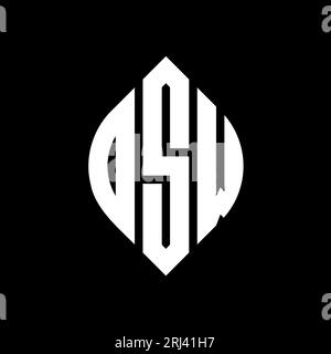 Logo con lettera circolare OSW con forma circolare ed ellisse. Lettere ellittiche OSW con stile tipografico. Le tre iniziali formano un logo circolare. OSW ci Illustrazione Vettoriale