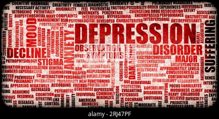 Depressione come malattia mentale concetto di disturbo sfondo Foto Stock
