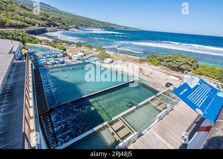 Kélonia, centro di cura delle tartarughe marine sull'isola di Réunion, dedicato alla riabilitazione, alla conservazione e all'educazione sulla protezione della vita marina. Foto Stock