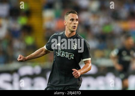 Udine, Italia. 20 agosto 2023. Arkadiusz Milik della Juventus ha visto durante la partita di calcio di SERIE A TIM 2023/24 tra Udinese e Juventus alla Dacia Arena. Punteggio finale; Udinese 0:3 Juventus (foto di Grzegorz Wajda/SOPA Images/Sipa USA) credito: SIPA USA/Alamy Live News Foto Stock