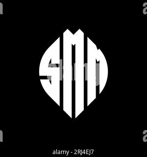 Logo SMM a forma di lettera circolare con forma circolare ed ellisse. Lettere ellittiche SMM con stile tipografico. Le tre iniziali formano un logo circolare. SMM ci Illustrazione Vettoriale