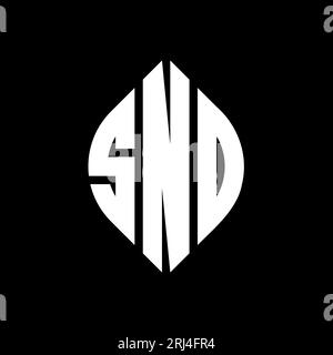 Logo SND circolare con forma circolare ed ellisse. Lettere di ellisse SND con stile tipografico. Le tre iniziali formano un logo circolare. SND ci Illustrazione Vettoriale