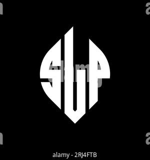 Logo SLP a lettera circolare con forma circolare ed ellisse. Lettere ellittiche SLP con stile tipografico. Le tre iniziali formano un logo circolare. SLP ci Illustrazione Vettoriale