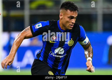 Lautaro Martinez dell'FC Internazionale durante la partita di serie A dell'Italia Inter vs Monza allo Stadio San Siro di Milano, Italia, il 19 agosto 2023 Foto Stock